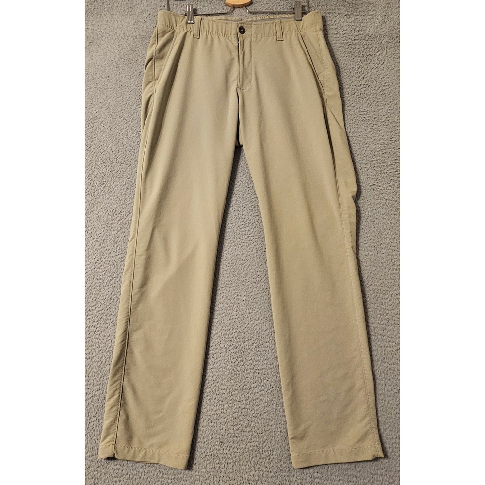 Under Armour Mens Match Play Golf Pants Khaki Tan Straight Leg 34x32